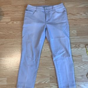 Chico’s platinum denim jeans lavender ankle cropped size .5 stretch zip pocket